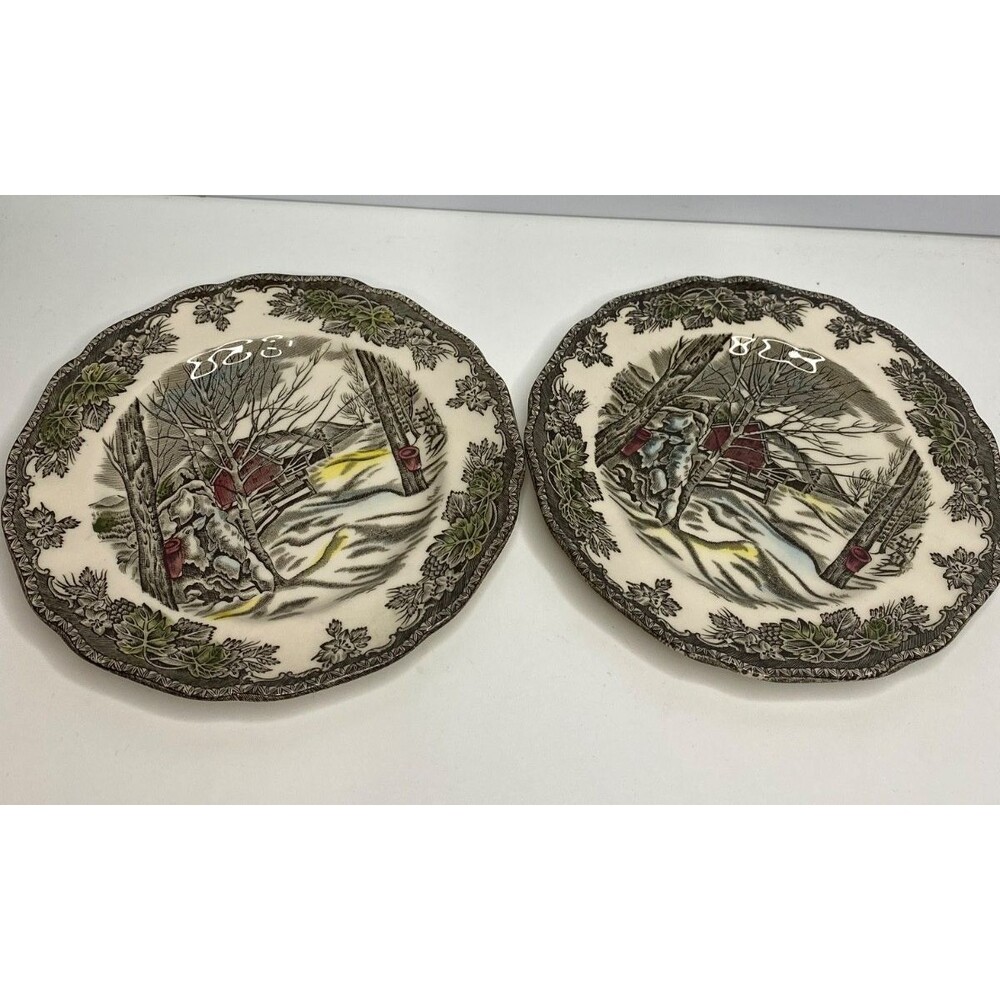 Set Of 2 Johnson Bros The Friendly Village School House 6” dessert Plates